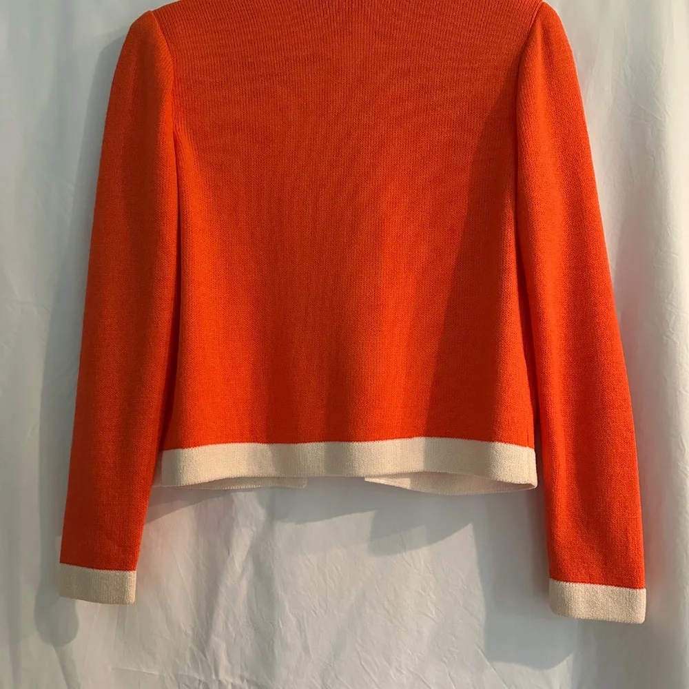 St. John Orange and White Sweater - Picture 3 of 5